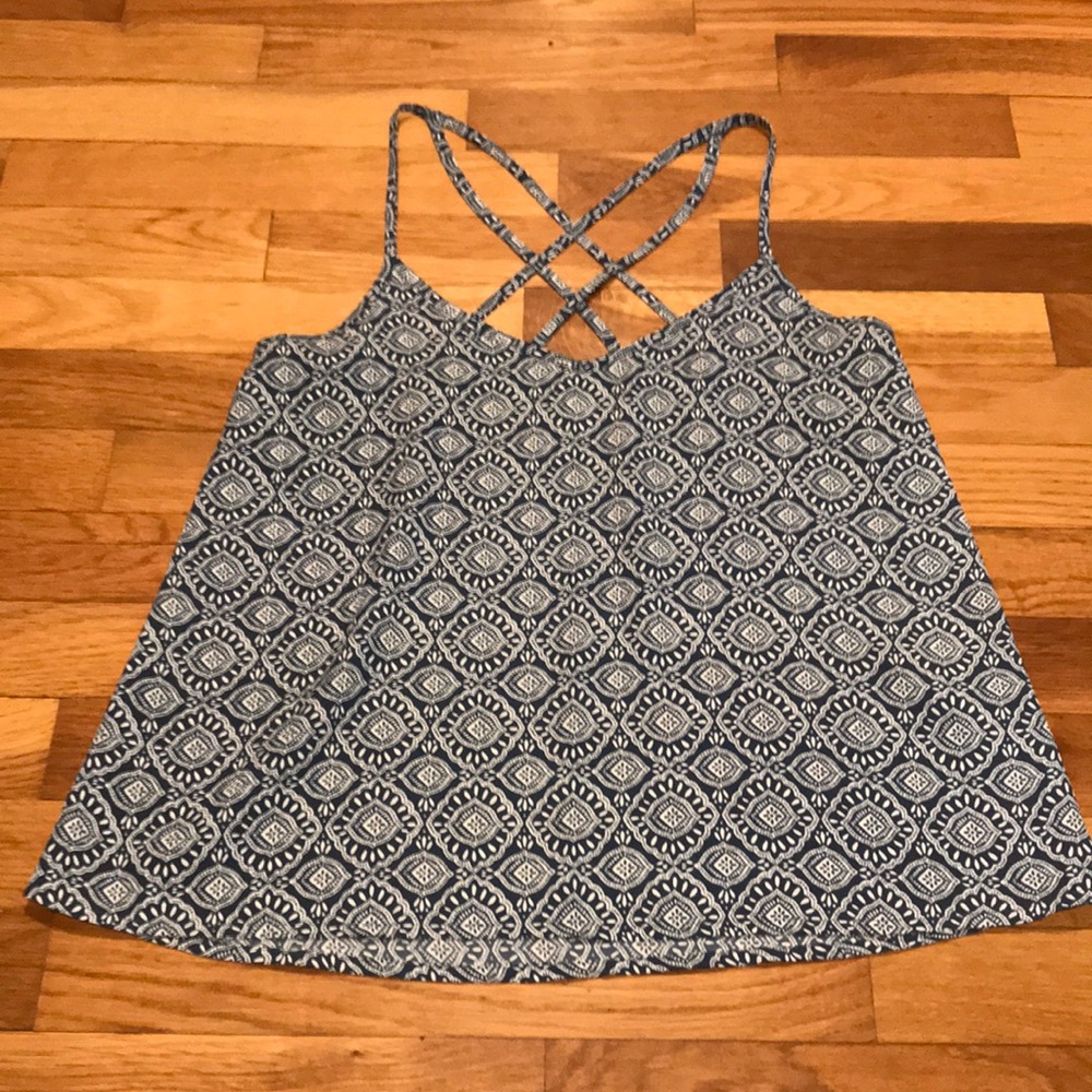 Blue/White Design Tank Top by Hollister